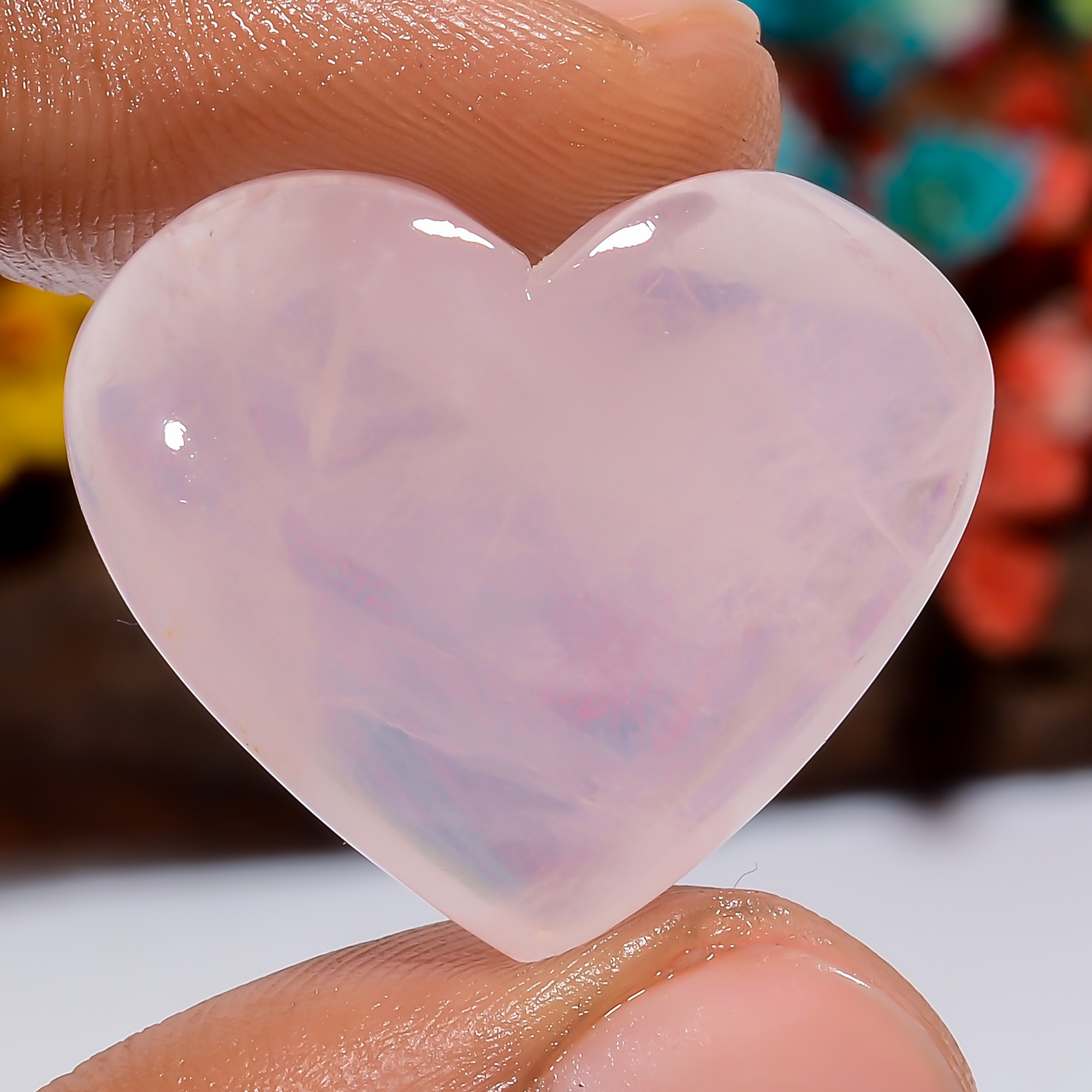 30 Ct. Natural Heart Rose Quartz Spiritual Cabochon Loose Gemstone 22X26X5 mm - Picture 1 of 2