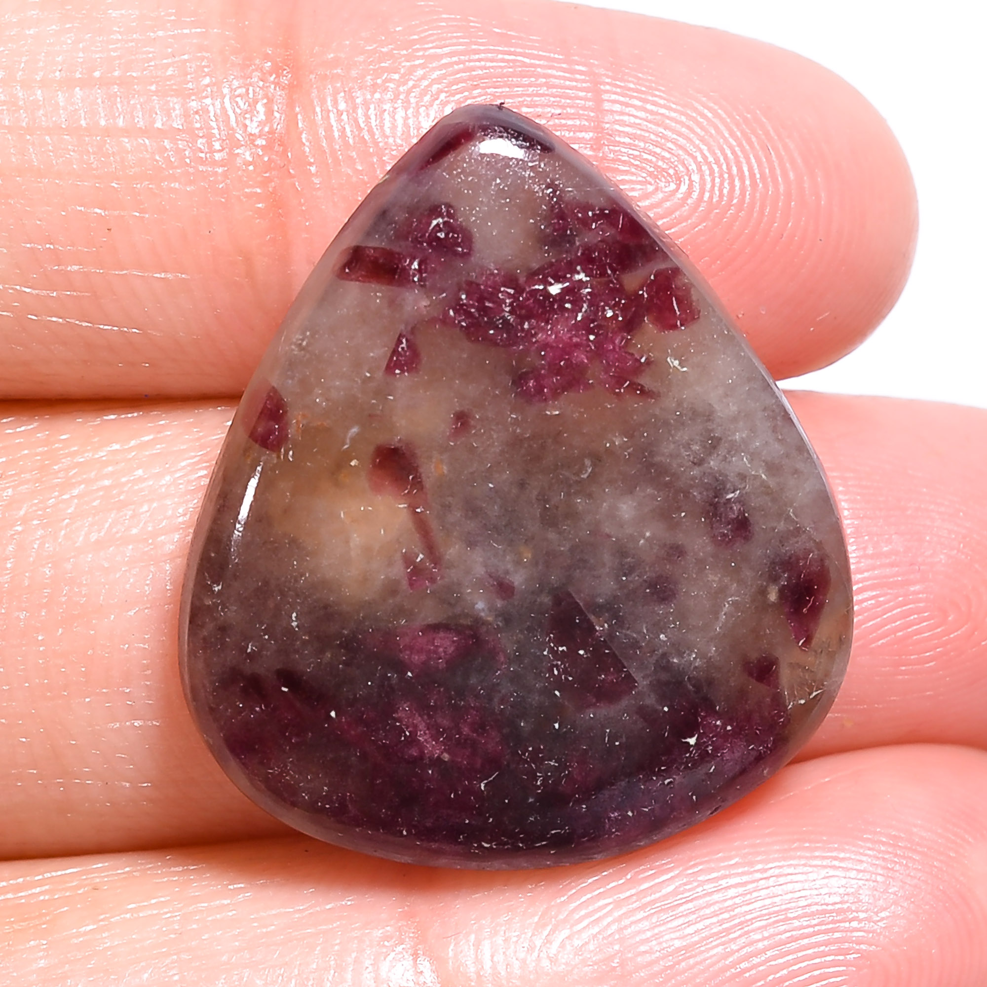 Natural Tourmaline Pear Shape Cabochon Loose Gemstone 24 Ct. 25X23X5 mm GC-15762 - Picture 1 of 1