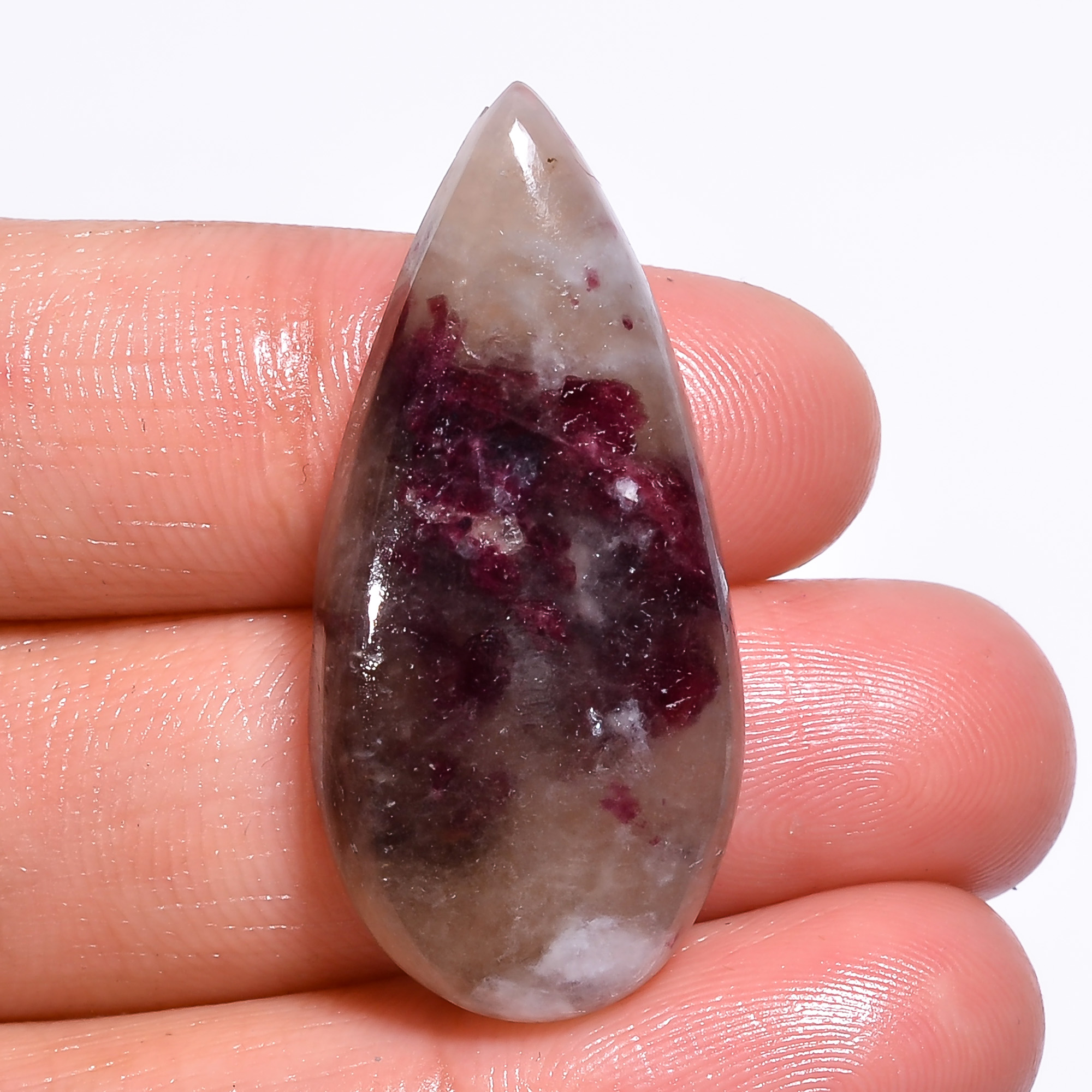 Natural Tourmaline Pear Shape Cabochon Loose Gemstone 28.5 Ct 35X16X6mm GC-15812 - Picture 1 of 1