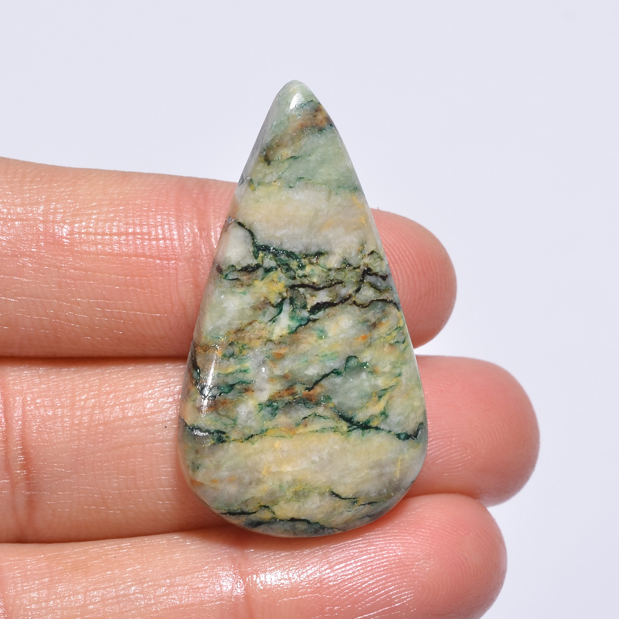 Natural Mariposite Pear Shape Cabochon Loose Gemstone 36.5 Ct. 37X20X6 mm A-950 - Picture 1 of 1