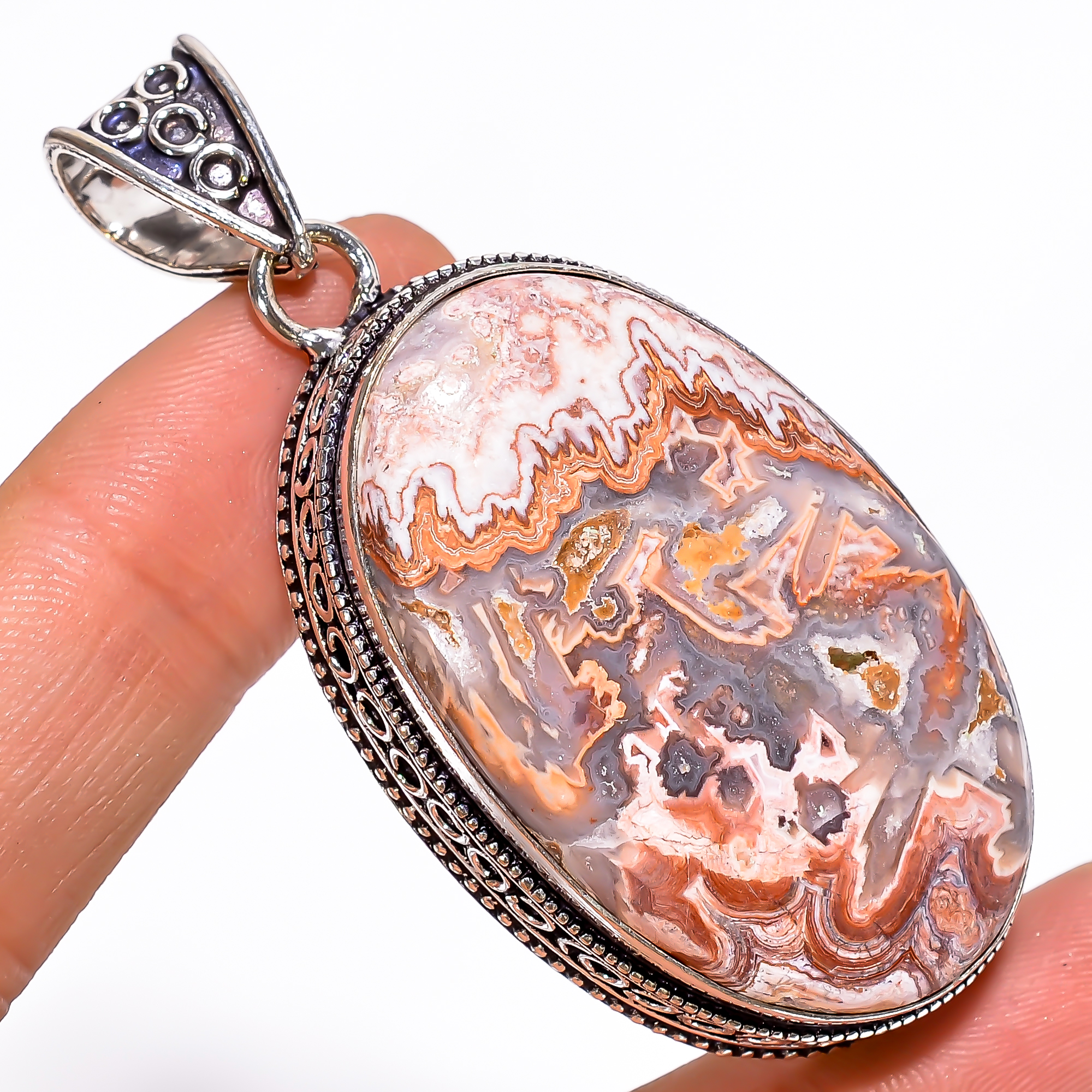 Rosita Jasper Gemstone Vintage Handmade 925 Sterling Silver Pendant 2.4" ig_1202 - Picture 1 of 5