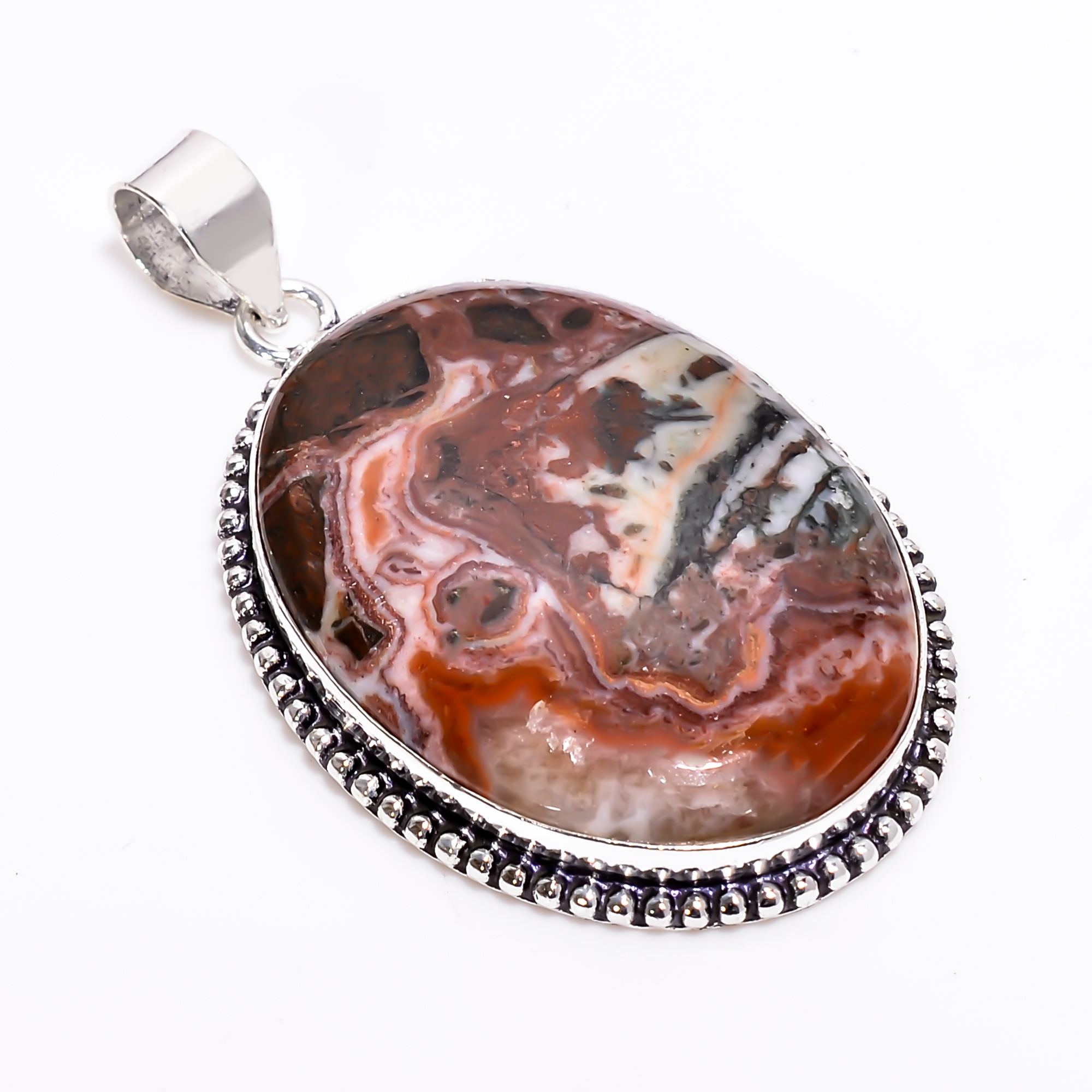 Crazy Lace Agate Gemstone Belt Buckle 925 Sterling Silver Belt 